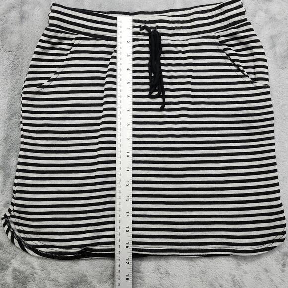Renee C. Skirt Womens S Black Gray Striped Kaia Knit Drawstring Pockets Lined - Picture 6 of 7